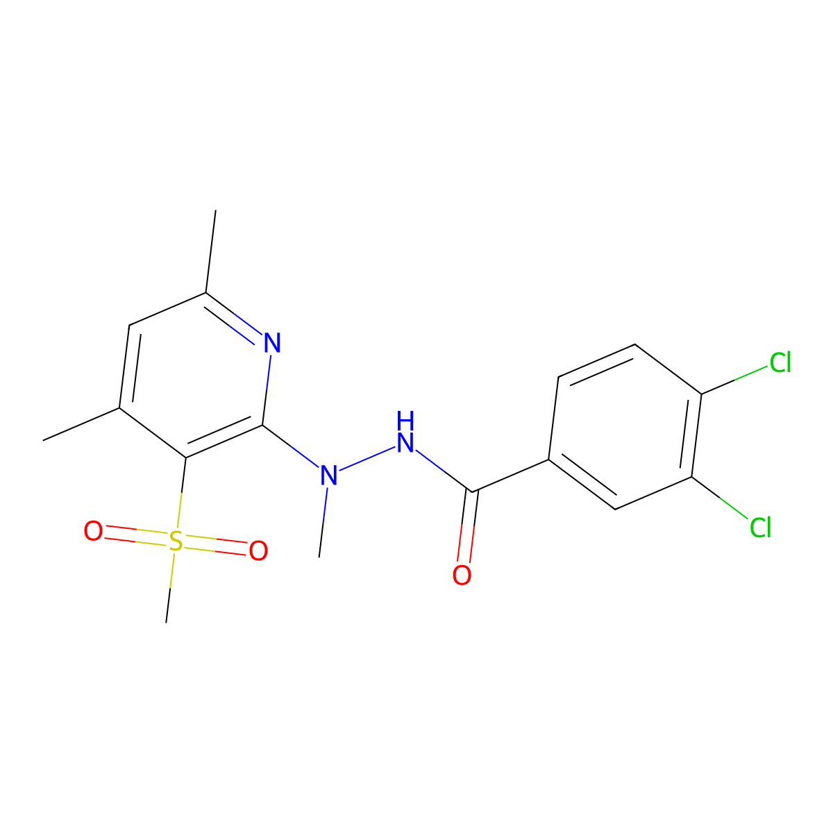 3,4-dichloro-N'-[4,6-dimethyl-3-(methylsulfonyl)-2-pyridinyl]-N'-methylbenzenecarbohydrazide molecular structure, CAS 341967-40-6