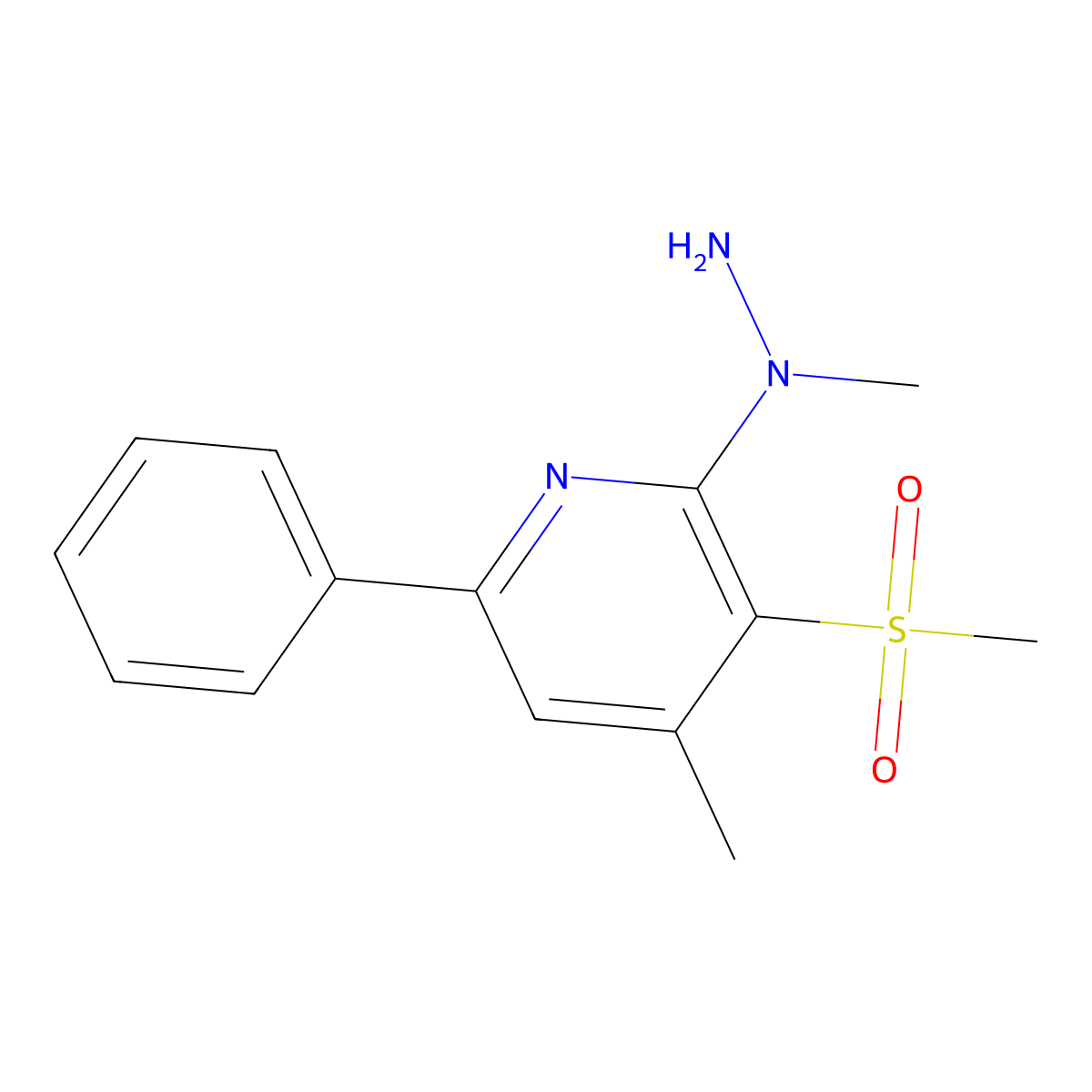 4-Methyl-2-(1-methylhydrazino)-3-(methylsulfonyl)-6-phenylpyridine molecular structure, CAS 341967-41-7