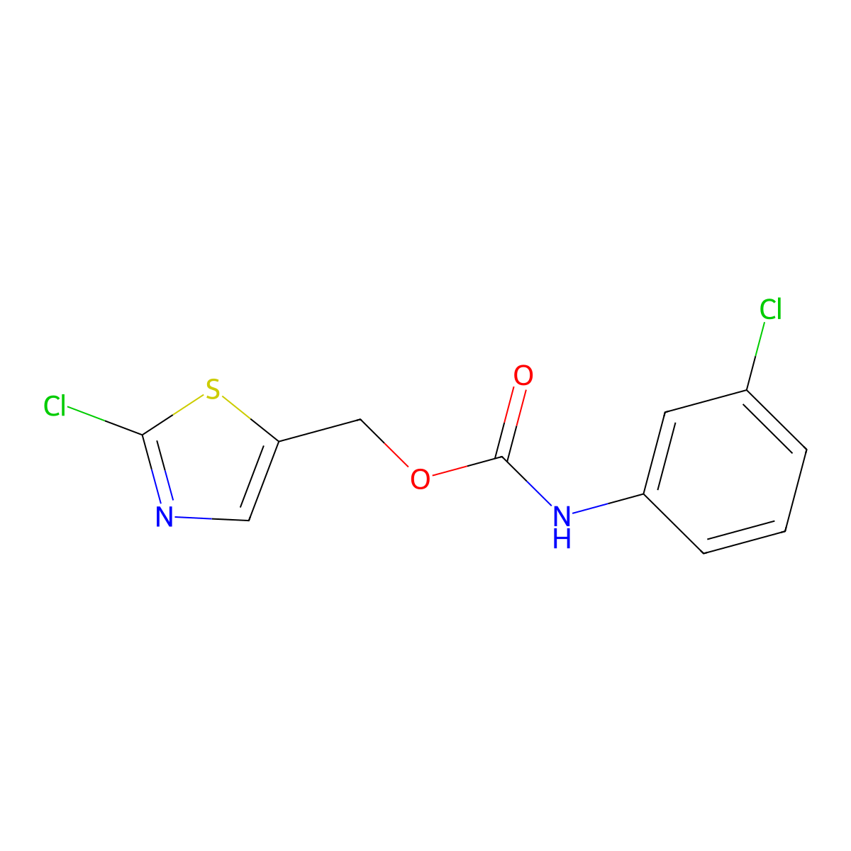 (2-chloro-1,3-thiazol-5-yl)methyl N-(3-chlorophenyl)carbamate molecular structure, CAS 341967-64-4