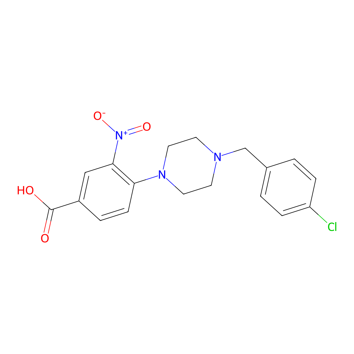 4-[4-(4-Chlorobenzyl)piperazino]-3-nitrobenzenecarboxylic acid molecular structure, CAS 341967-72-4