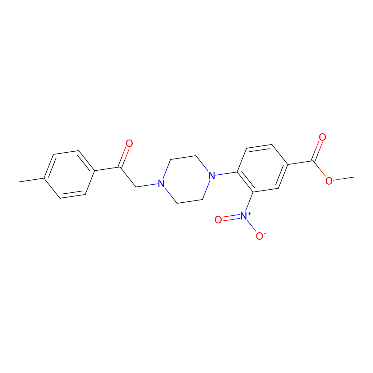 Methyl 4-{4-[2-(4-methylphenyl)-2-oxoethyl]piperazino}-3-nitrobenzenecarboxylate molecular structure, CAS 341967-74-6