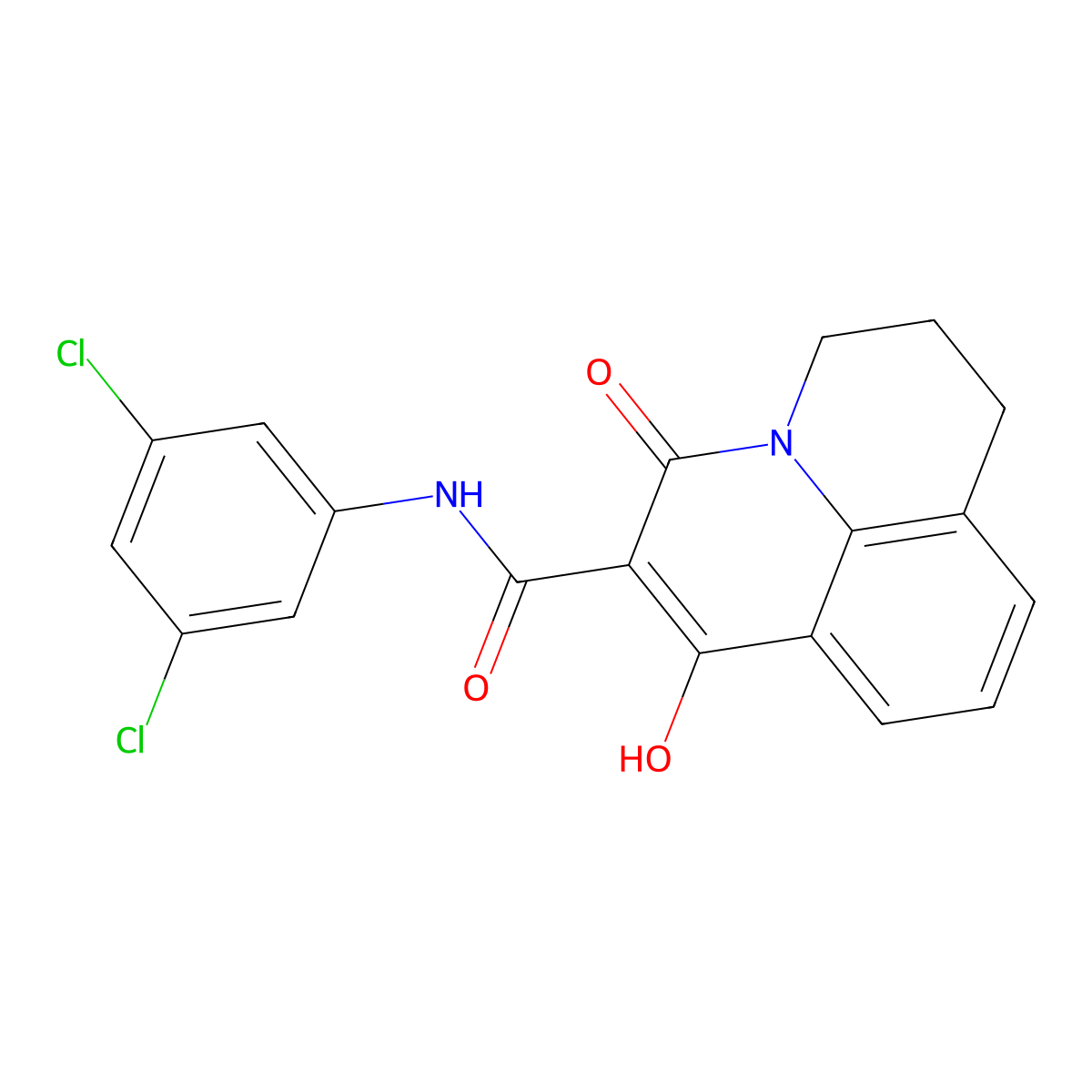 N-(3,5-dichlorophenyl)-7-hydroxy-5-oxo-2,3-dihydro-1H,5H-pyrido[3,2,1-ij]quinoline-6-carboxamide molecular structure, CAS 341967-82-6