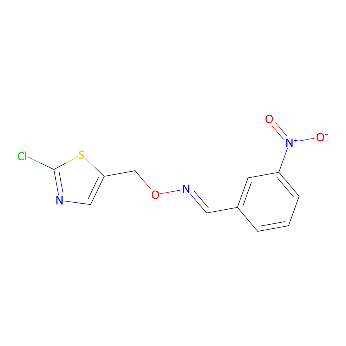 3-nitrobenzenecarbaldehyde O-[(2-chloro-1,3-thiazol-5-yl)methyl]oxime molecular structure, CAS 341967-83-7