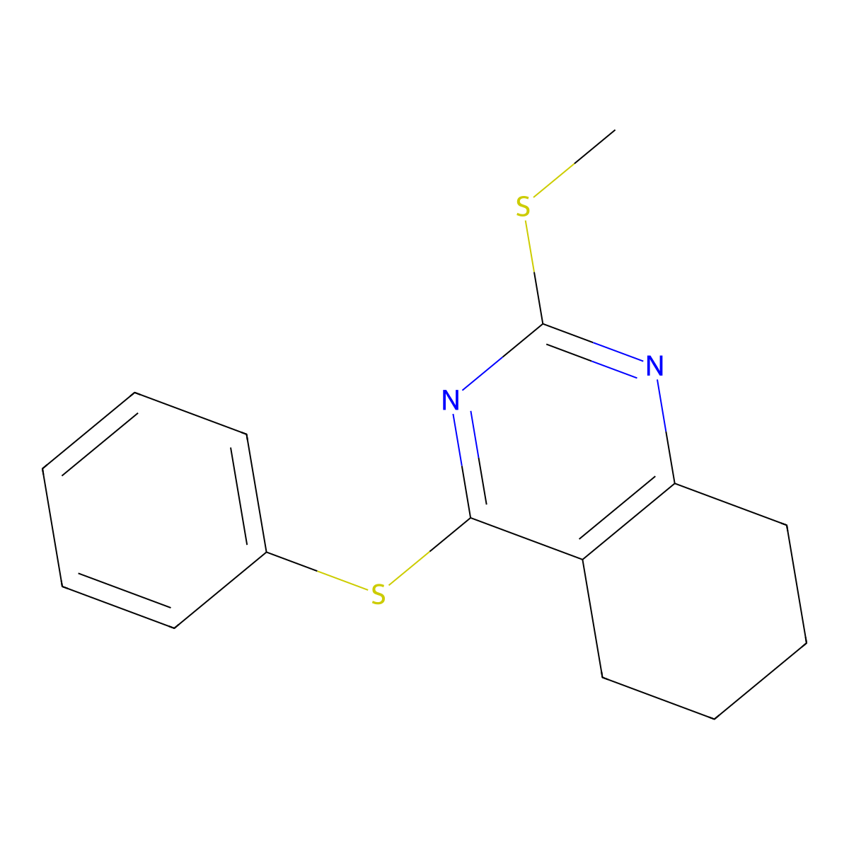 2-(Methylsulfanyl)-4-(phenylsulfanyl)-5,6,7,8-tetrahydroquinazoline molecular structure, CAS 341967-87-1