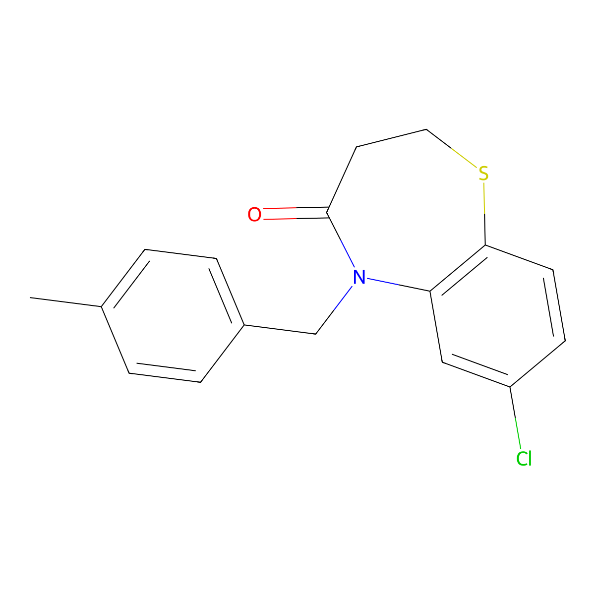 7-chloro-5-(4-methylbenzyl)-2,3-dihydro-1,5-benzothiazepin-4(5H)-one molecular structure, CAS 341967-89-3