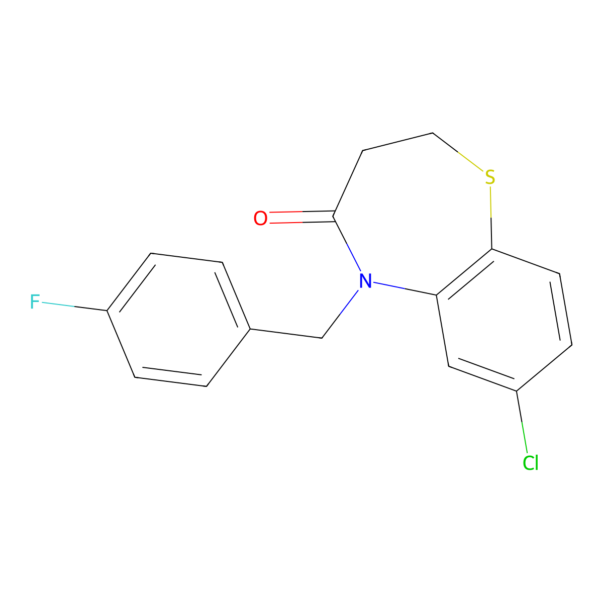 7-chloro-5-(4-fluorobenzyl)-2,3-dihydro-1,5-benzothiazepin-4(5H)-one molecular structure, CAS 341967-91-7