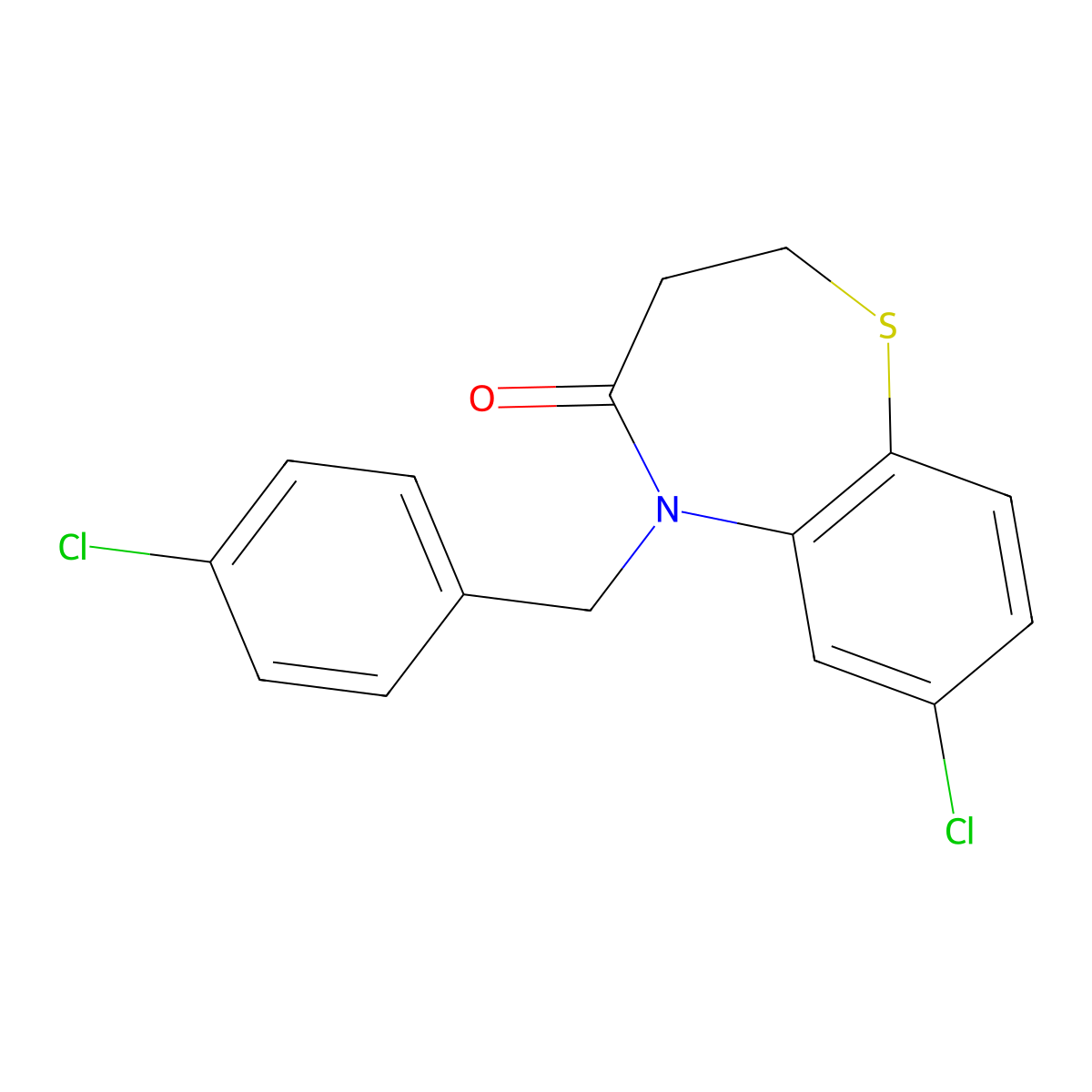 7-chloro-5-(4-chlorobenzyl)-2,3-dihydro-1,5-benzothiazepin-4(5H)-one molecular structure, CAS 341967-93-9