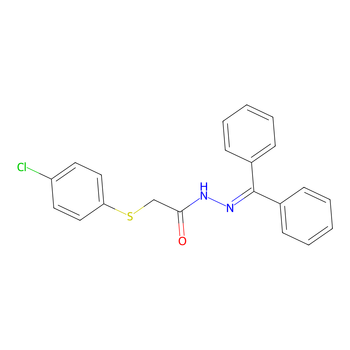 2-[(4-chlorophenyl)sulfanyl]-N'-(diphenylmethylene)acetohydrazide molecular structure, CAS 341968-00-1
