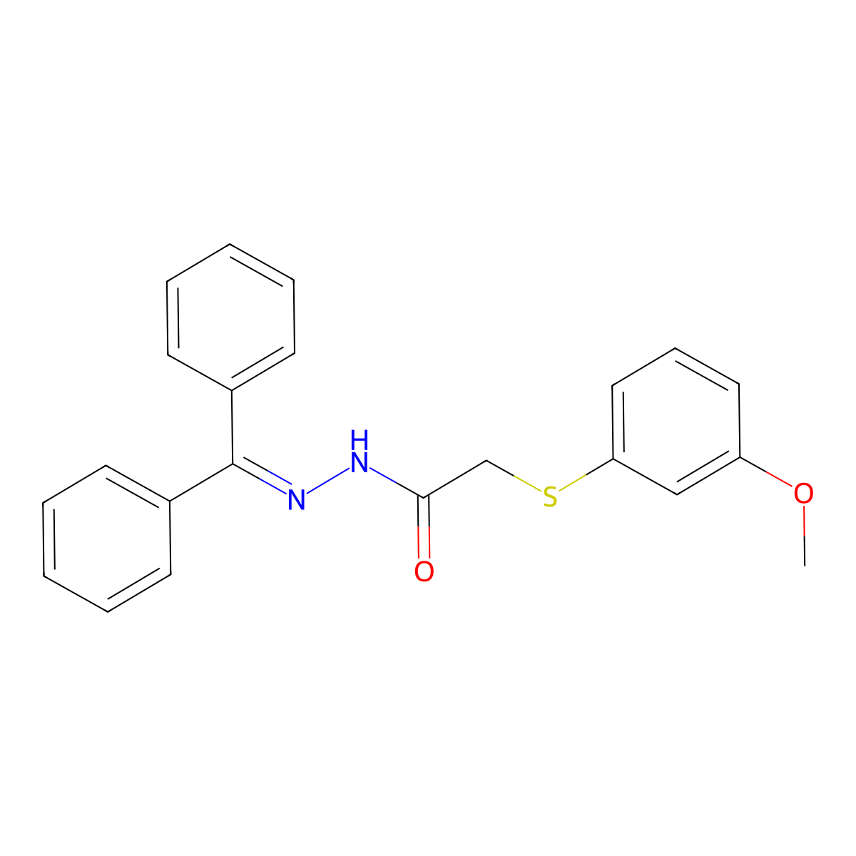 N'-(diphenylmethylene)-2-[(3-methoxyphenyl)sulfanyl]acetohydrazide molecular structure, CAS 341968-03-4