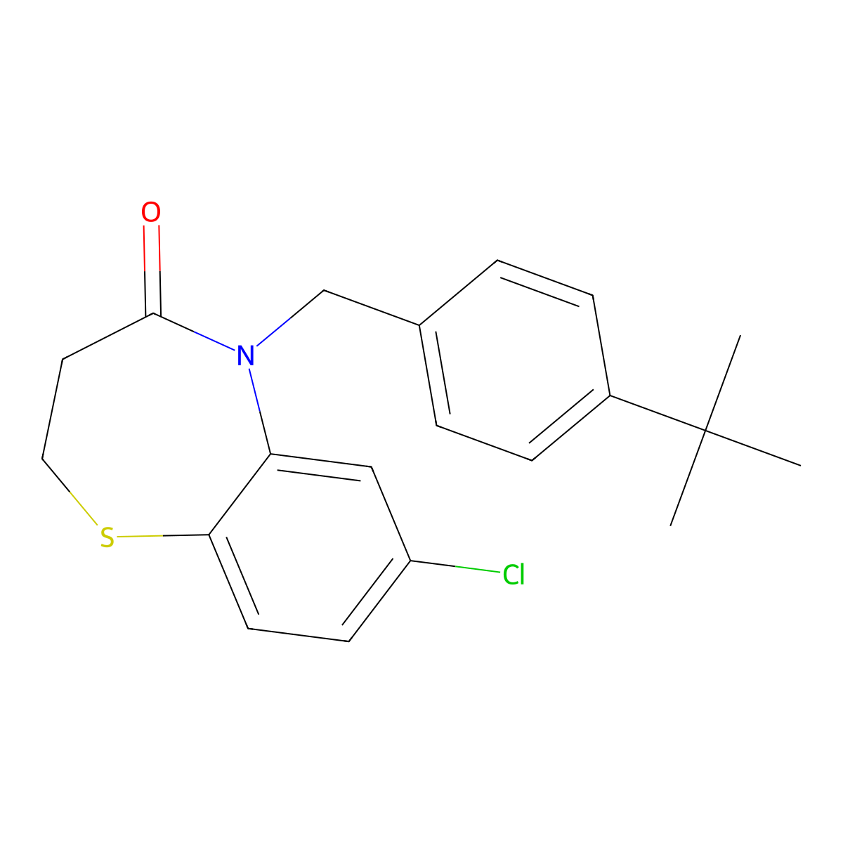 5-[(4-Tert-butylphenyl)methyl]-7-chloro-2,3-dihydro-1,5-benzothiazepin-4-one molecular structure, CAS 341968-13-6