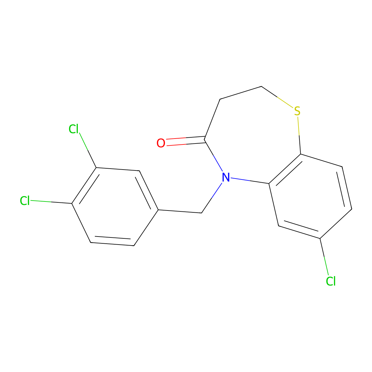 7-chloro-5-(3,4-dichlorobenzyl)-2,3-dihydro-1,5-benzothiazepin-4(5H)-one molecular structure, CAS 341968-14-7