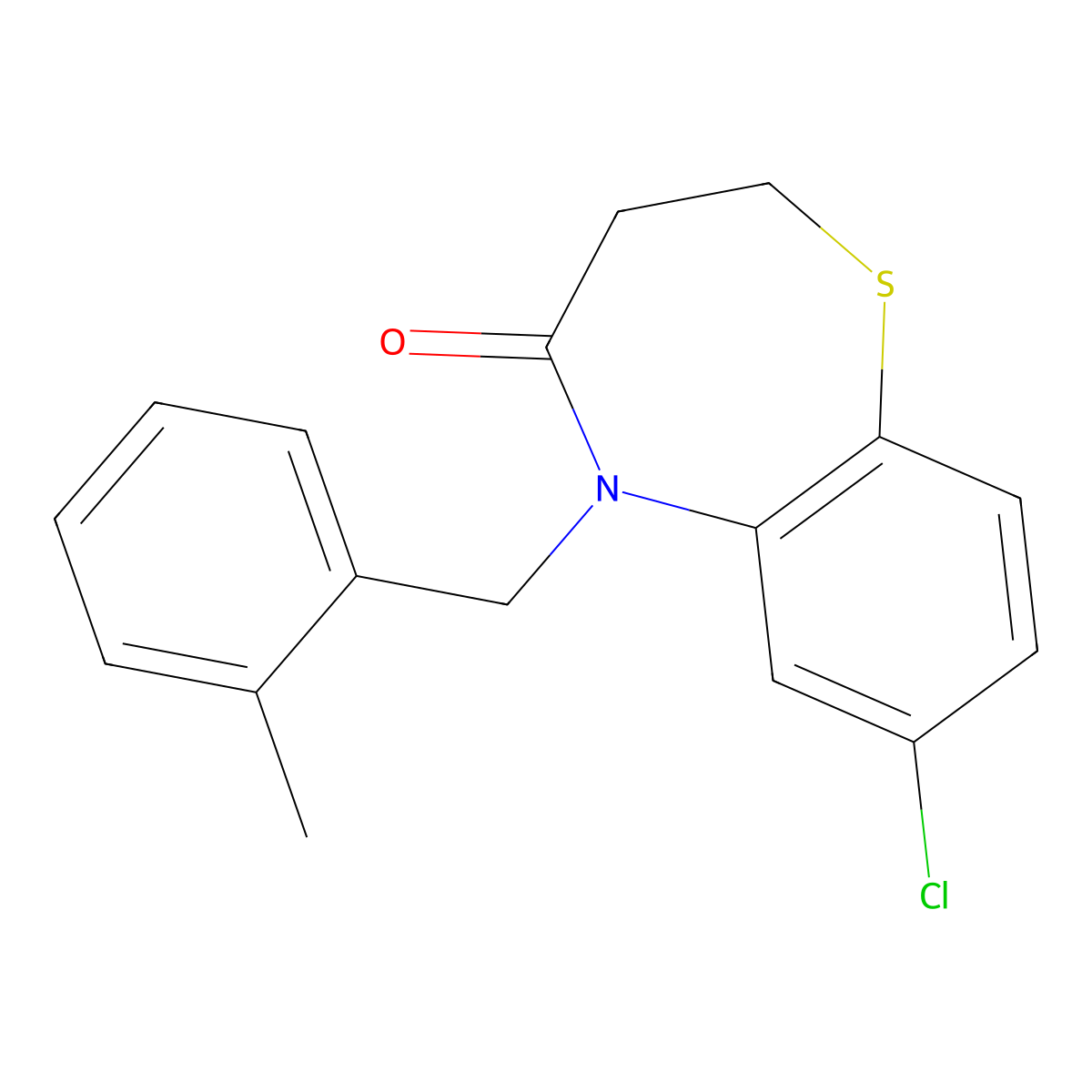 7-chloro-5-(2-methylbenzyl)-2,3-dihydro-1,5-benzothiazepin-4(5H)-one molecular structure, CAS 341968-15-8
