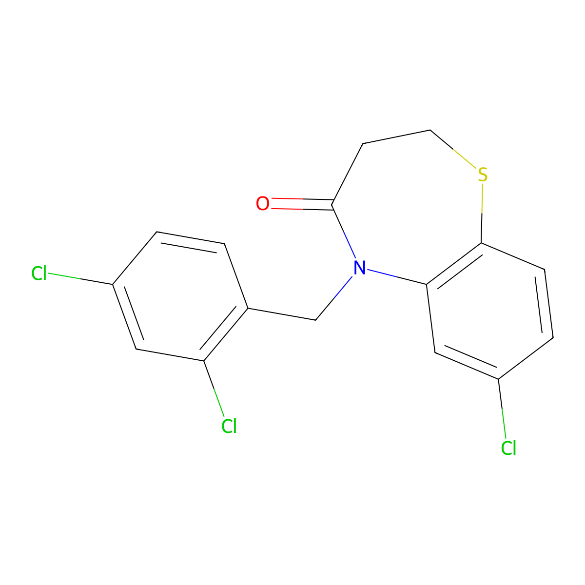 7-chloro-5-(2,4-dichlorobenzyl)-2,3-dihydro-1,5-benzothiazepin-4(5H)-one molecular structure, CAS 341968-16-9