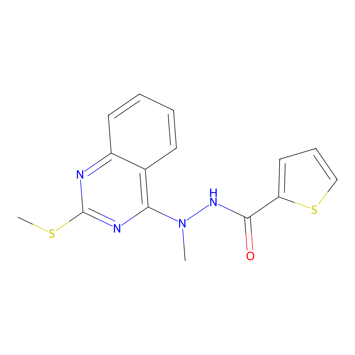 N'-methyl-N'-[2-(methylsulfanyl)-4-quinazolinyl]-2-thiophenecarbohydrazide molecular structure, CAS 341968-19-2
