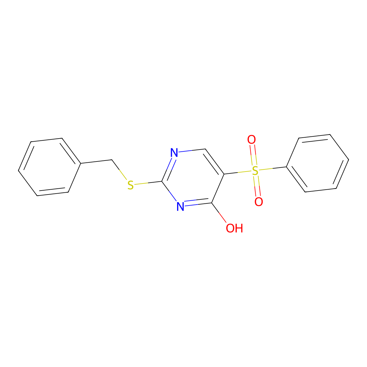 2-(Benzylsulfanyl)-5-(phenylsulfonyl)-4-pyrimidinol molecular structure, CAS 341968-28-3