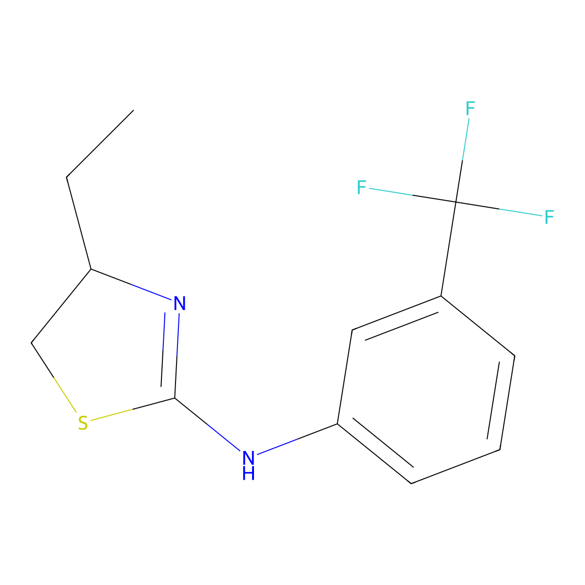 4-ethyl-N-[3-(trifluoromethyl)phenyl]-4,5-dihydro-1,3-thiazol-2-amine molecular structure, CAS 341968-30-7