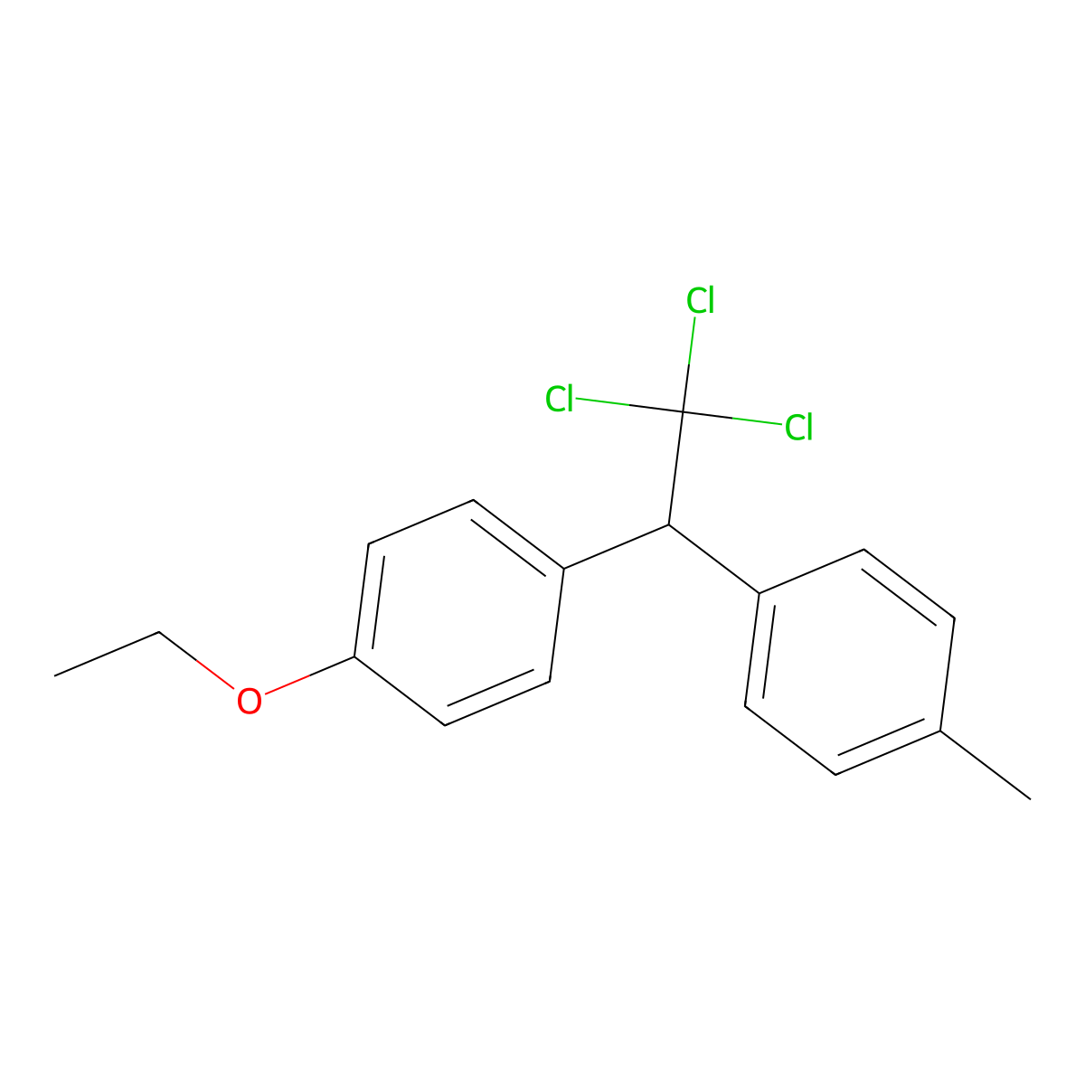 Benzene, 1-ethoxy-4-(2,2,2-trichloro-1-(4-methylphenyl)ethyl)- molecular structure, CAS 34197-05-2