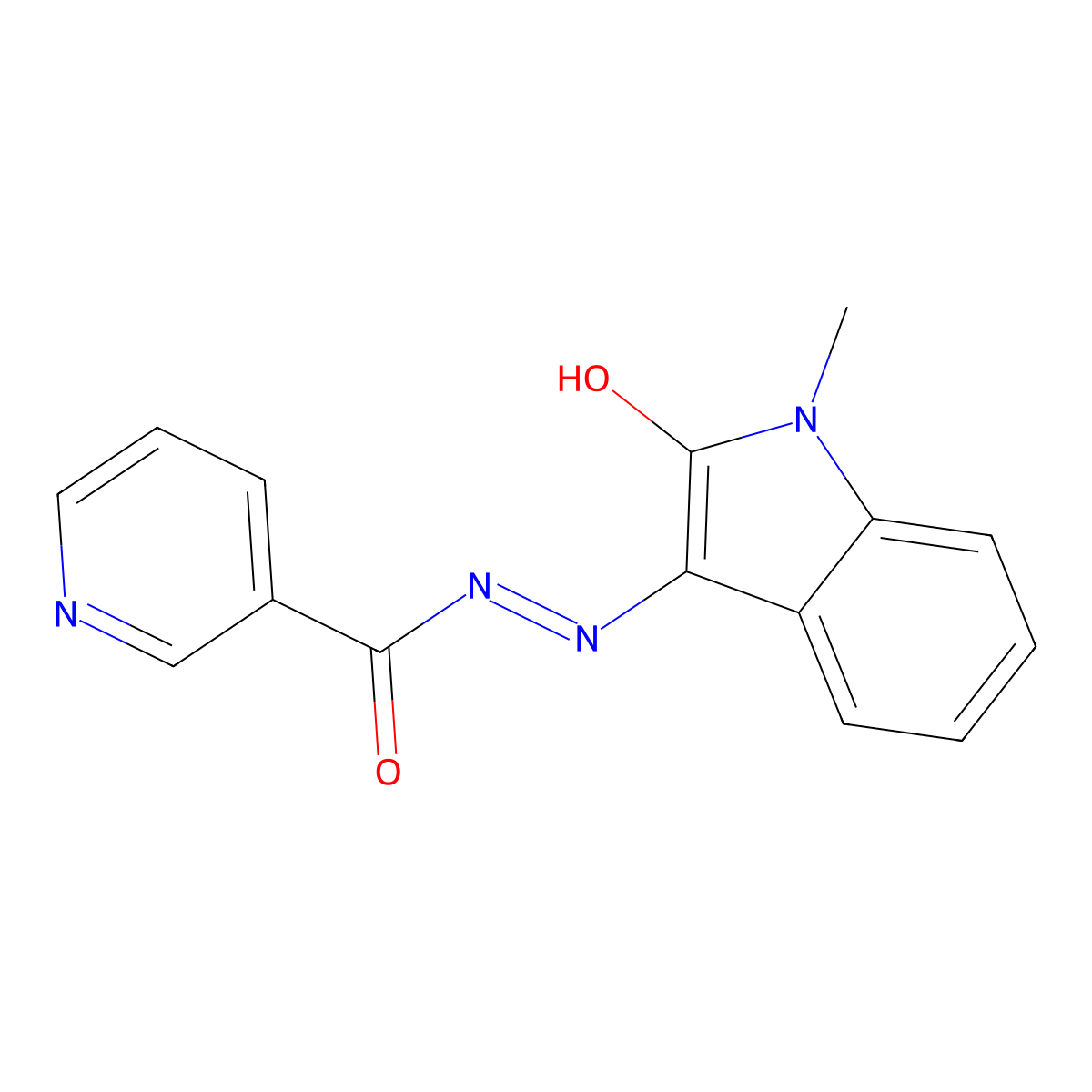N'-(1-methyl-2-oxo-2,3-dihydro-1H-indol-3-ylidene)pyridine-3-carbohydrazide molecular structure, CAS 341983-14-0