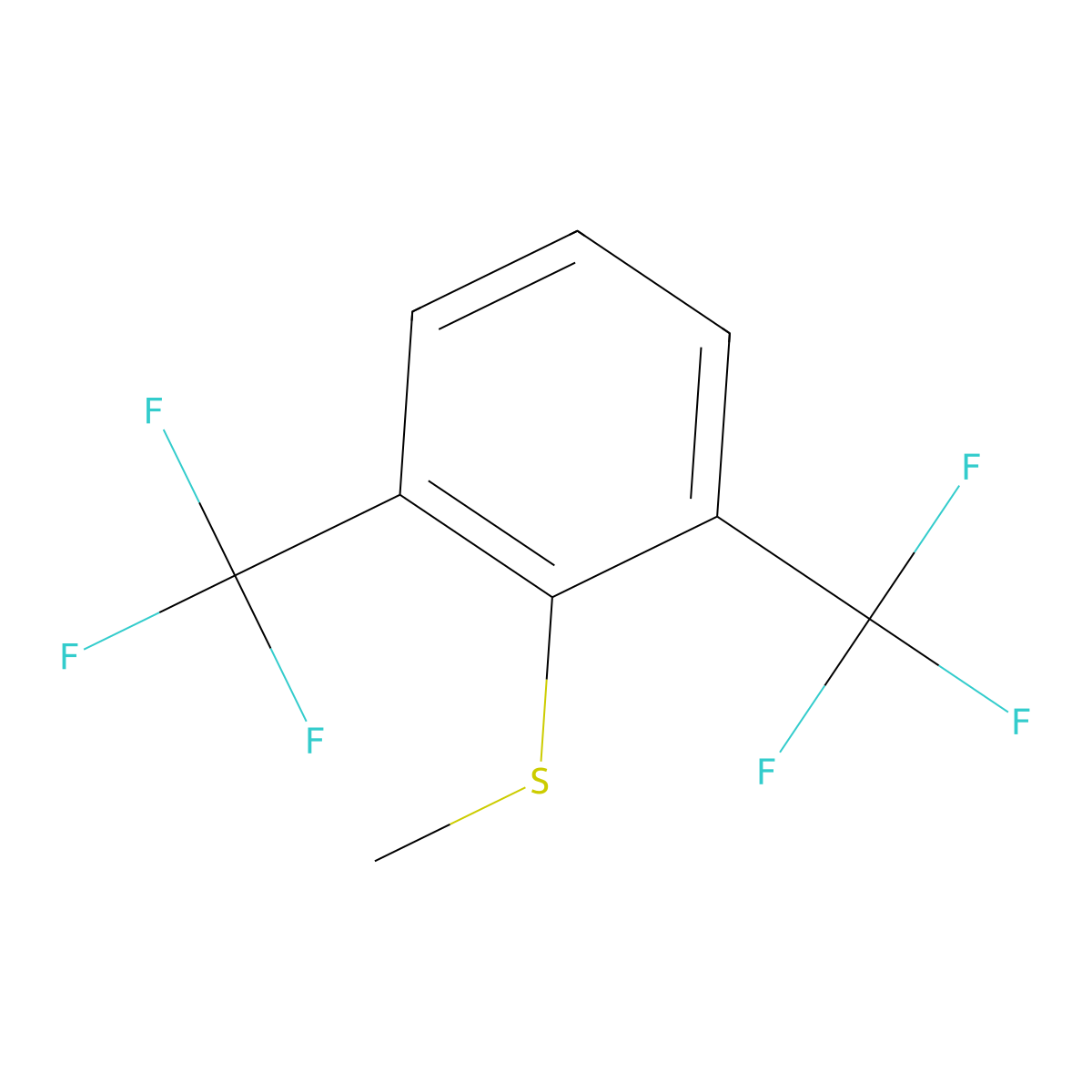 (2,6-Bis(trifluoromethyl)phenyl)(methyl)sulfane molecular structure, CAS 342-34-7