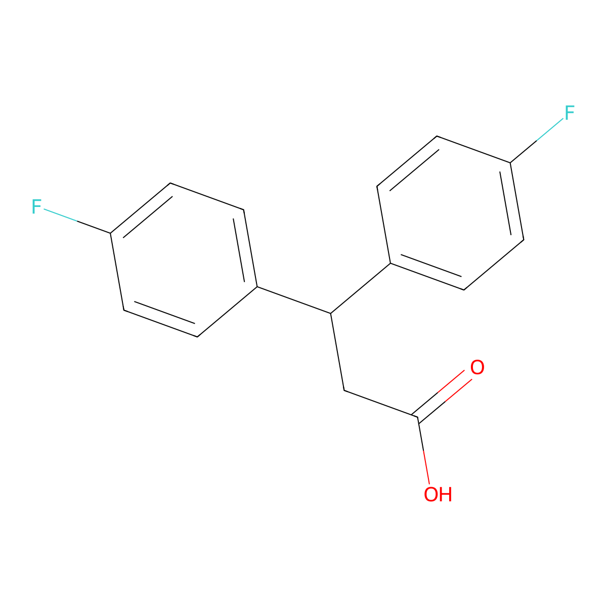 3,3-bis(4-fluorophenyl)propanoic Acid molecular structure, CAS 342-75-6