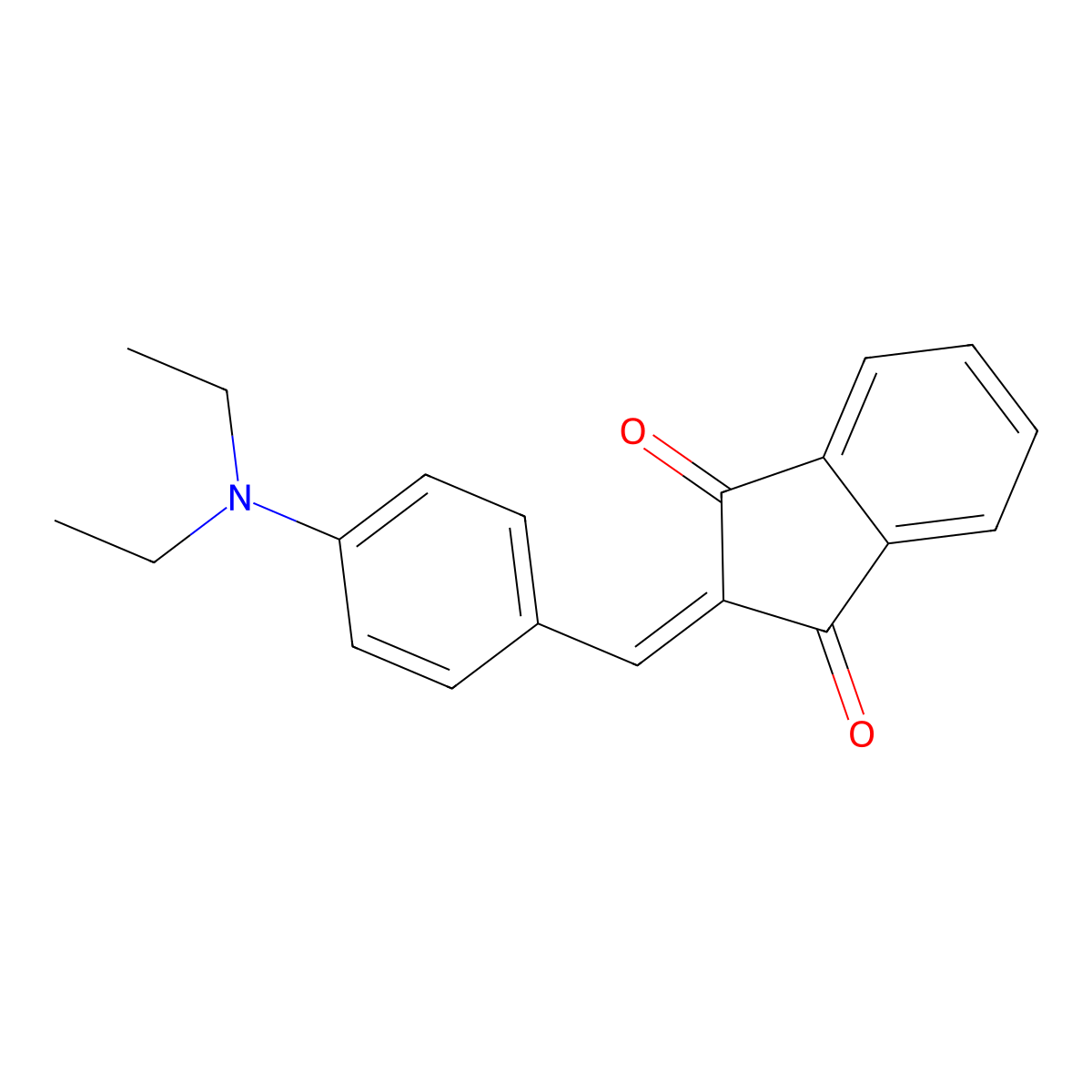 1H-Indene-1,3(2H)-dione, 2-((4-(diethylamino)phenyl)methylene)- molecular structure, CAS 34200-53-8