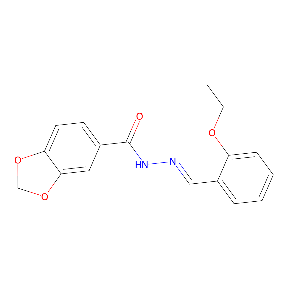 N-[(E)-(2-ethoxyphenyl)methylideneamino]-1,3-benzodioxole-5-carboxamide molecular structure, CAS 342001-81-4