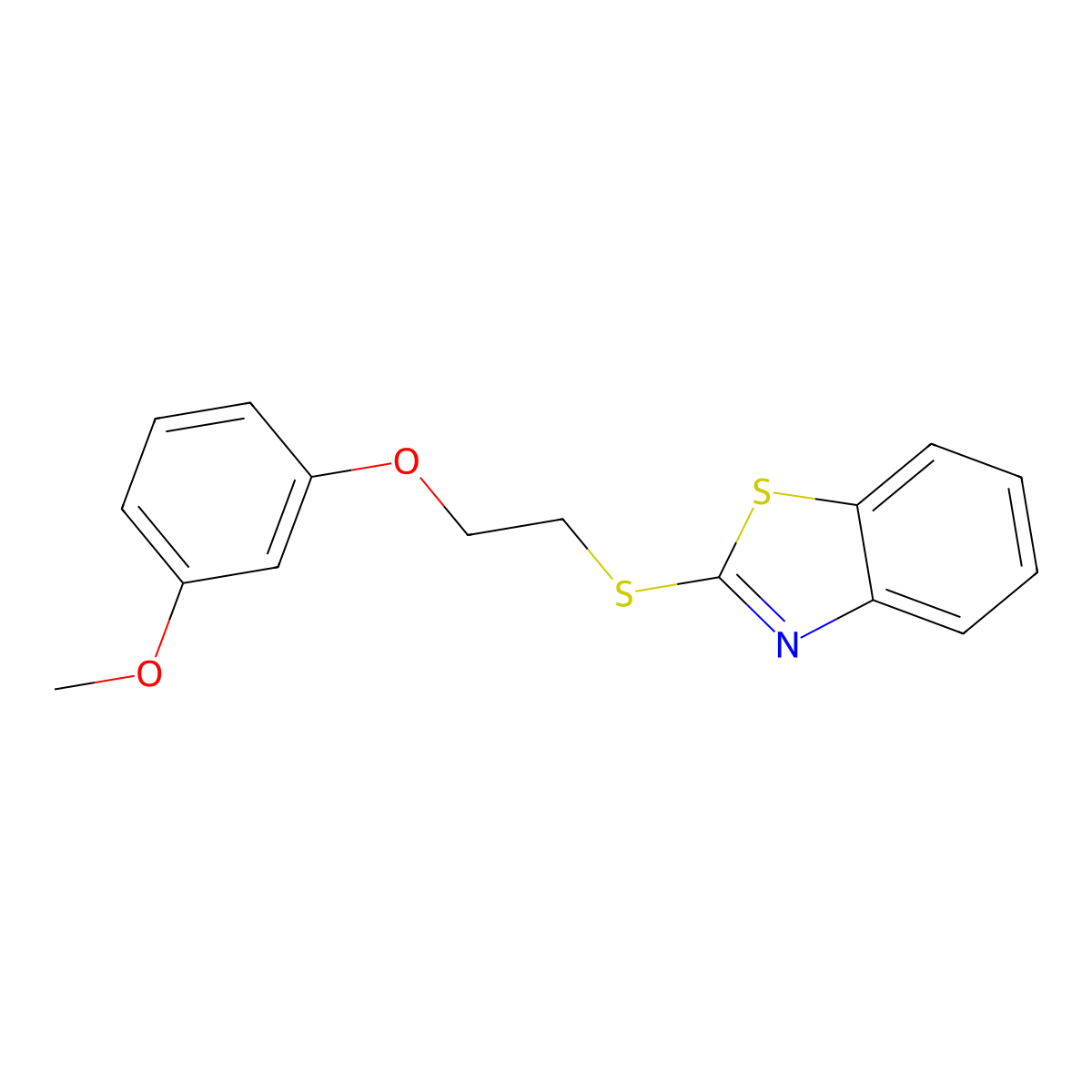 3-(2-Benzothiazol-2-ylthioethoxy)-1-methoxybenzene molecular structure, CAS 342013-59-6