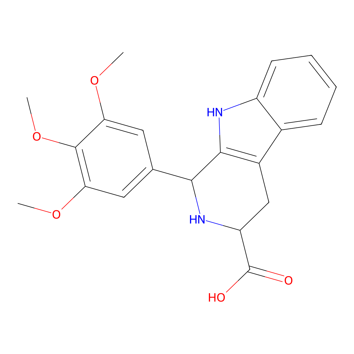 1-(3,4,5-trimethoxyphenyl)-2,3,4,9-tetrahydro-1H-beta-carboline-3-carboxylic acid molecular structure, CAS 342013-69-8