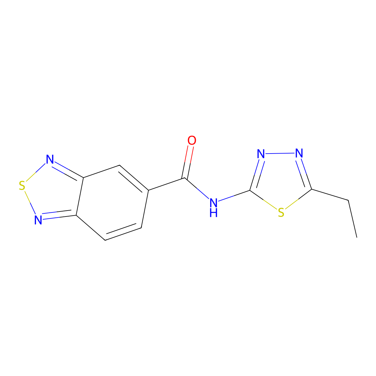 N-(5-ethyl-1,3,4-thiadiazol-2-yl)-2,1,3-benzothiadiazole-5-carboxamide molecular structure, CAS 342013-76-7