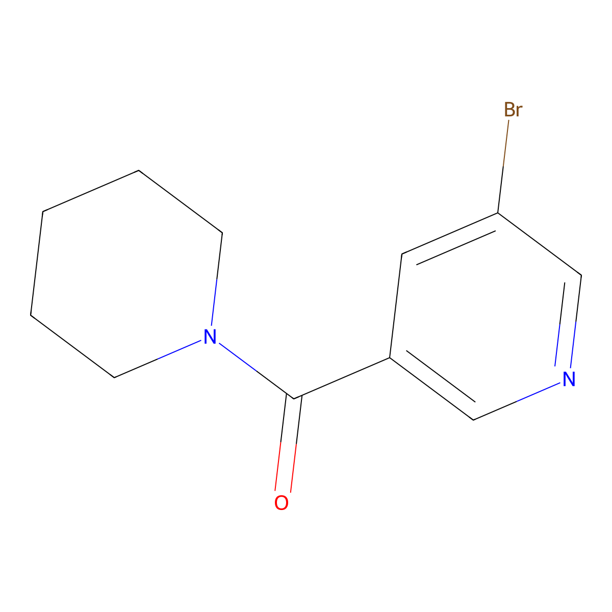 5-Bromo-3-(piperidin-1-ylcarbonyl)pyridine molecular structure, CAS 342013-82-5