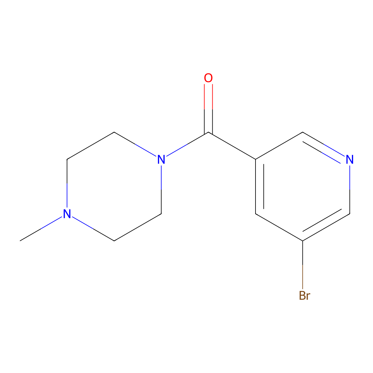 (5-Bromopyridin-3-YL)(4-methylpiperazin-1-YL)methanone molecular structure, CAS 342013-83-6