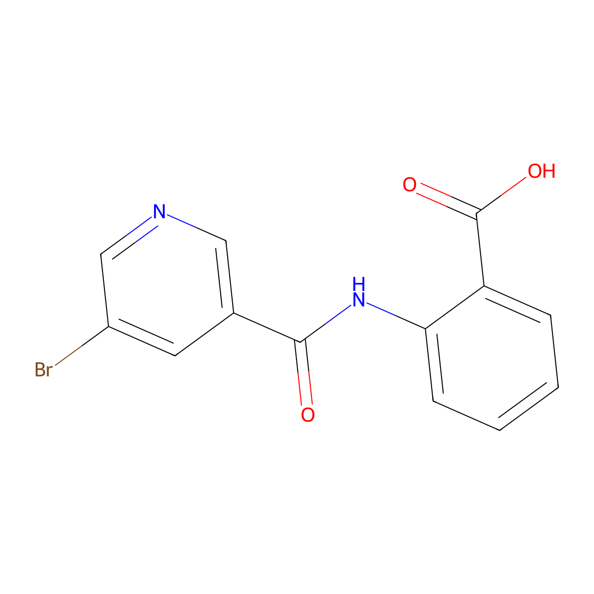2-{[(5-Bromopyridin-3-yl)carbonyl]amino}benzoic acid molecular structure, CAS 342014-02-2