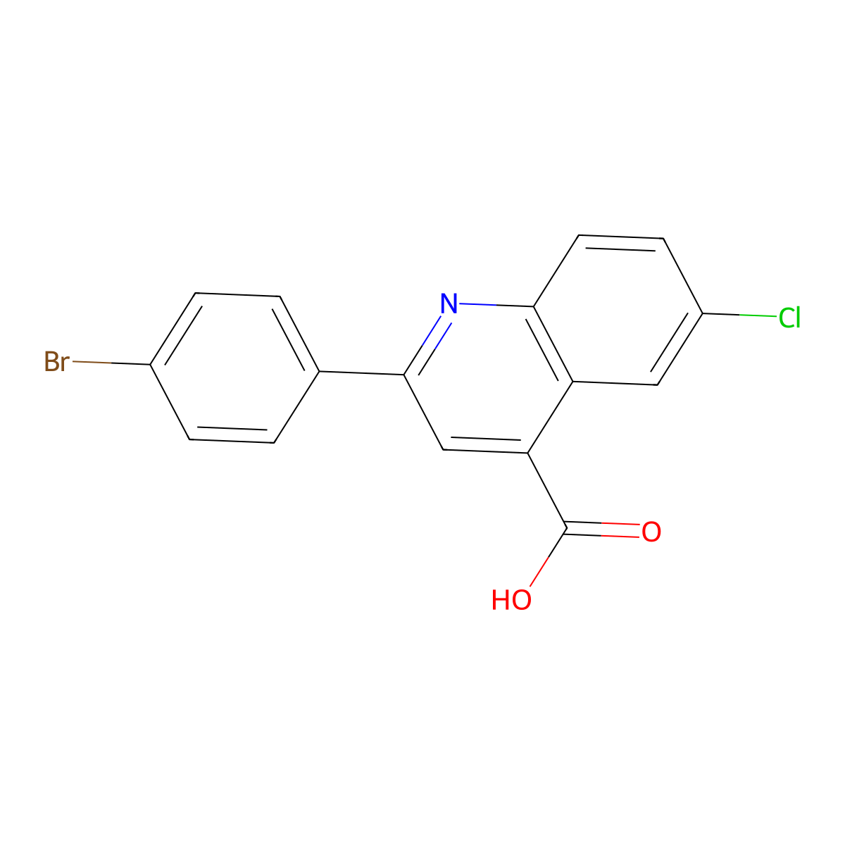 2-(4-Bromophenyl)-6-chloroquinoline-4-carboxylic acid molecular structure, CAS 342017-94-1