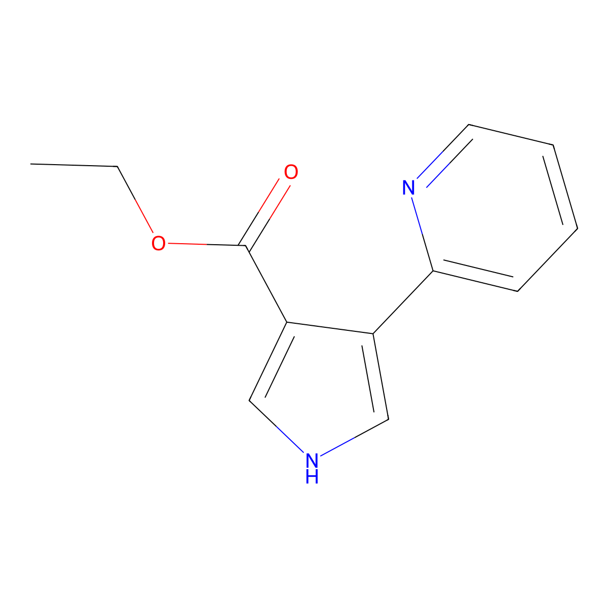 Ethyl 4-(pyridin-2-yl)-1H-pyrrole-3-carboxylate molecular structure, CAS 342025-71-2