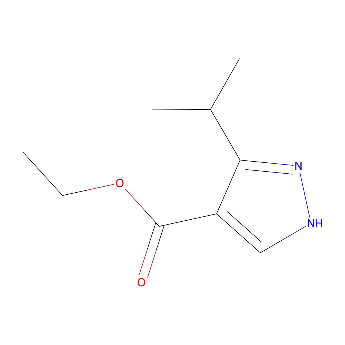 ethyl 3-isopropyl-1H-pyrazole-4-carboxylate molecular structure, CAS 342026-17-9