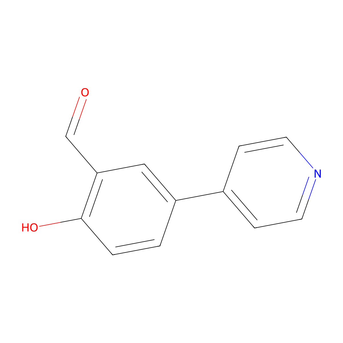 2-Hydroxy-5-(pyridin-4-yl)benzaldehyde molecular structure, CAS 342037-21-2