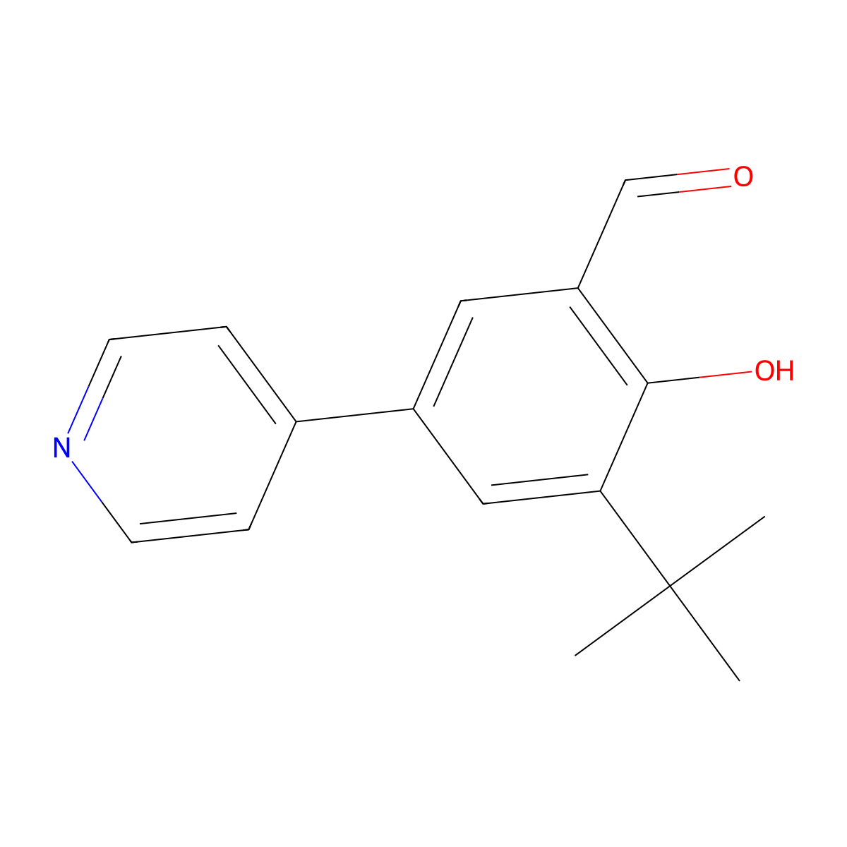 3-(tert-Butyl)-2-hydroxy-5-(4-pyridyl)benzaldehyde molecular structure, CAS 342037-22-3