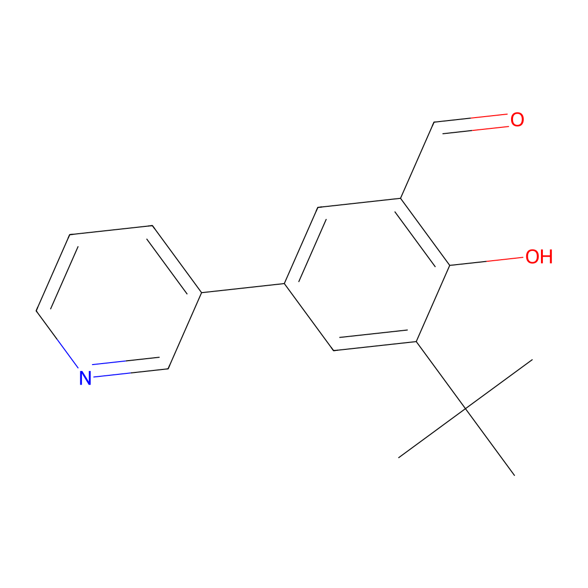3-Tert-butyl-2-hydroxy-5-(pyridin-3-yl)benzaldehyde molecular structure, CAS 342037-23-4
