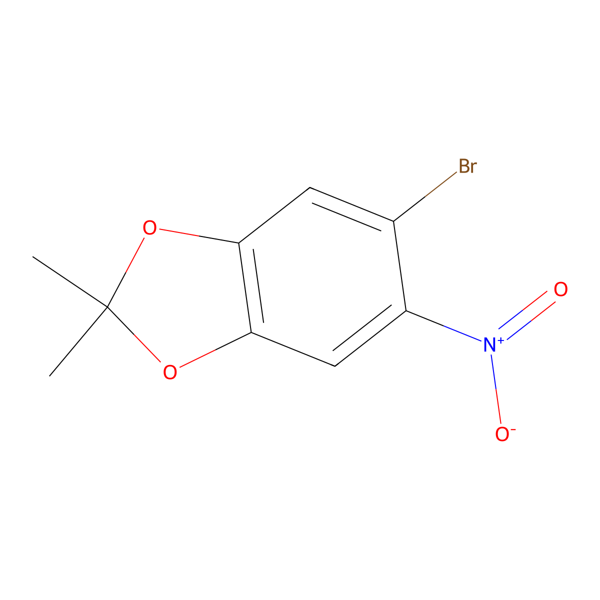 5-Bromo-2,2-dimethyl-6-nitro-1,3-benzodioxole molecular structure, CAS 342043-80-5