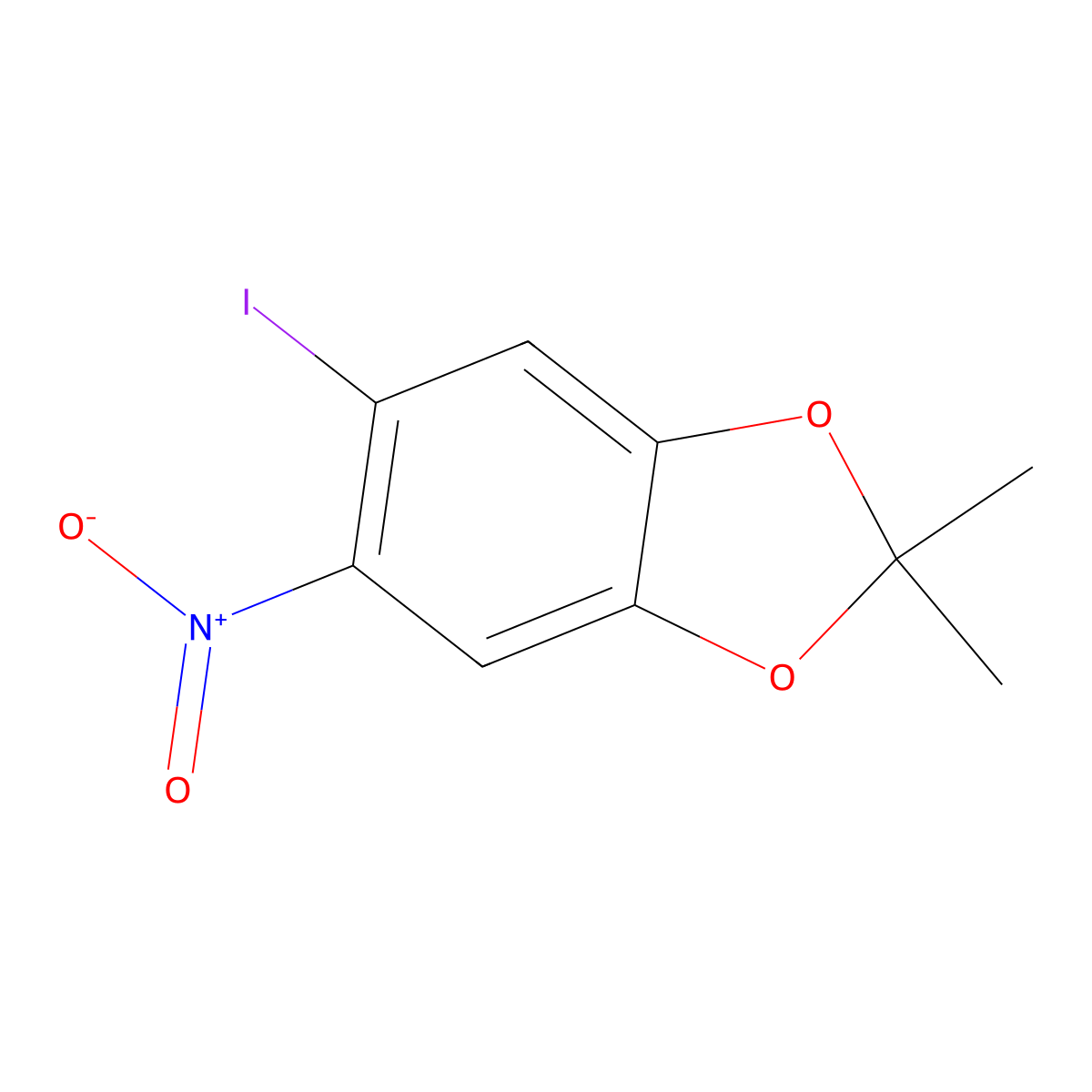 5-Iodo-2,2-dimethyl-6-nitro-1,3-benzodioxole molecular structure, CAS 342043-82-7