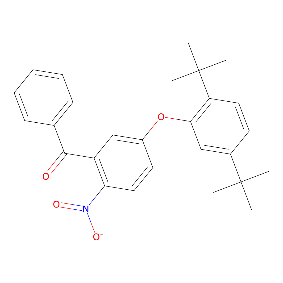 {5-(2,5-Ditert-butylphenoxy)-2-nitrophenyl}(phenyl)methanone molecular structure, CAS 342045-45-8
