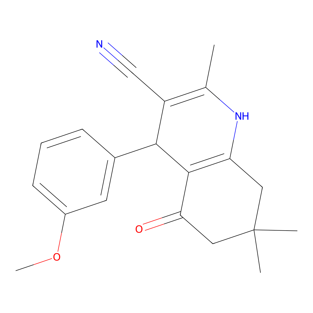 4-(3-Methoxyphenyl)-2,7,7-trimethyl-5-oxo-1,4,5,6,7,8-hexahydro-3-quinolinecarbonitrile molecular structure, CAS 342046-22-4
