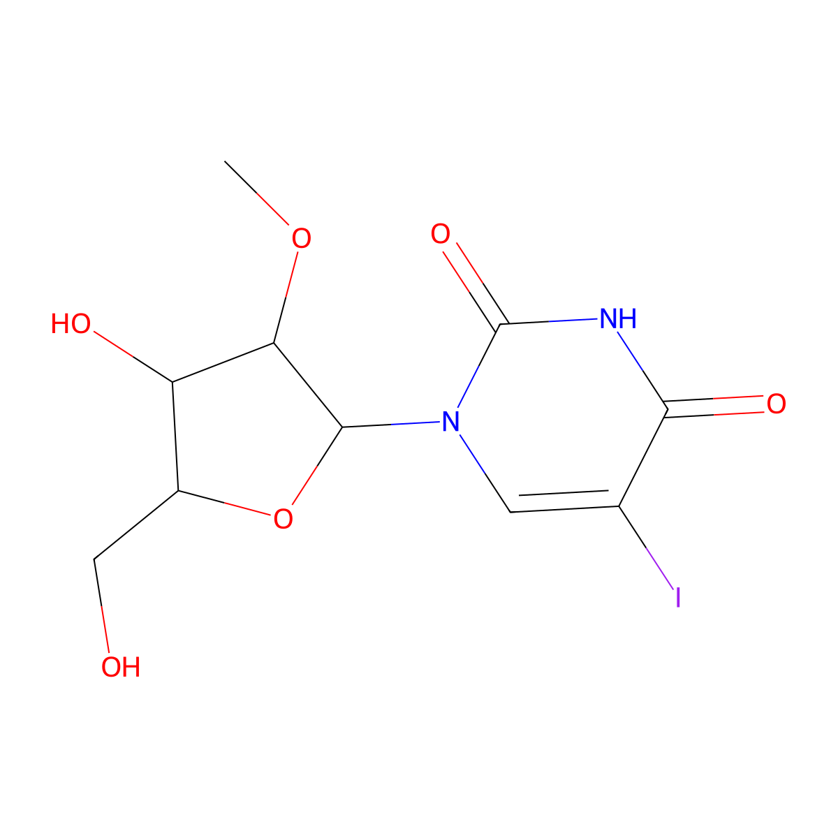 5-Iodo-2'-O-methyluridine molecular structure, CAS 34218-84-3