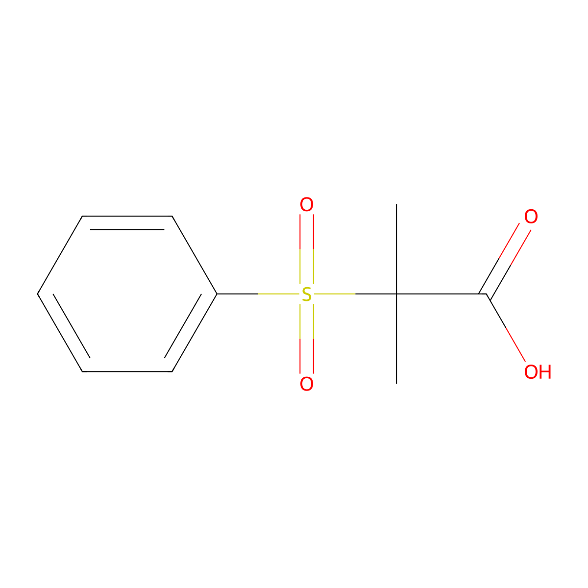 2-Methyl-2-(phenylsulfonyl)propanoic acid molecular structure, CAS 34220-23-0