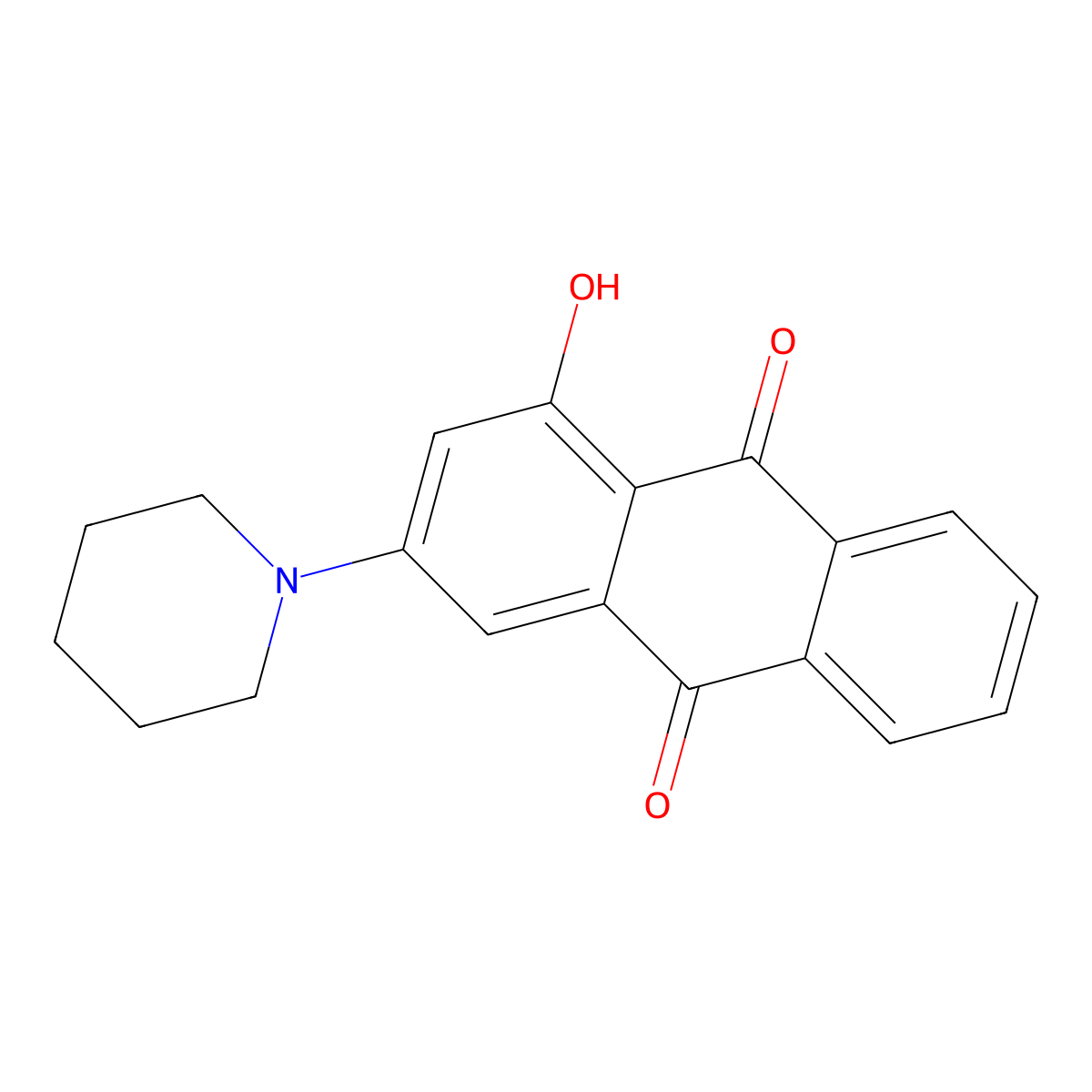 1-Hydroxy-3-(1-piperidinyl)-9,10-anthracenedione molecular structure, CAS 34221-62-0