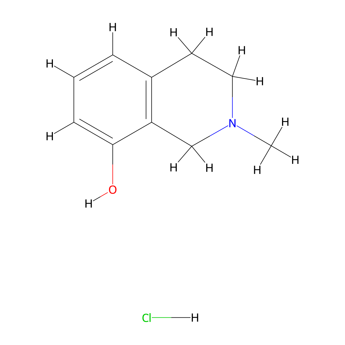 2-Methyl-1,2,3,4-tetrahydroisoquinolin-8-ol hydrochloride molecular structure, CAS 34222-77-0