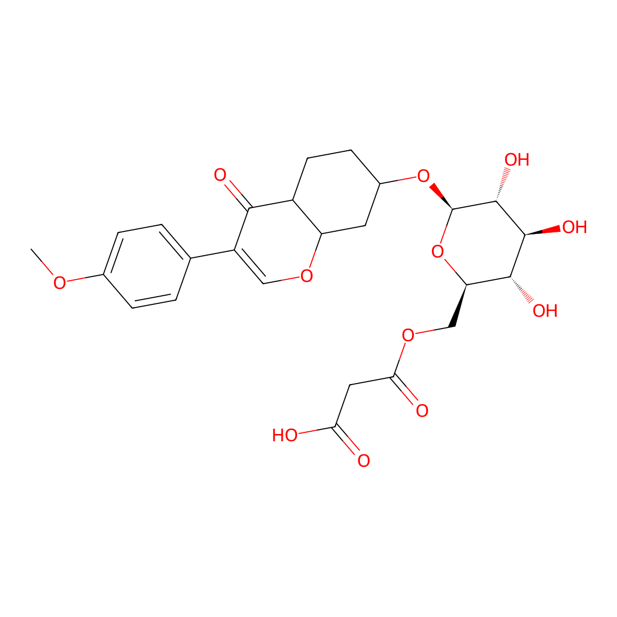 3-Oxo-3-[[(2R,3S,4S,5R,6R)-3,4,5-trihydroxy-6-[[3-(4-methoxyphenyl)-4-oxo-4a,5,6,7,8,8a-hexahydrochromen-7-yl]oxy]oxan-2-yl]methoxy]propanoic acid molecular structure, CAS 34232-16-1