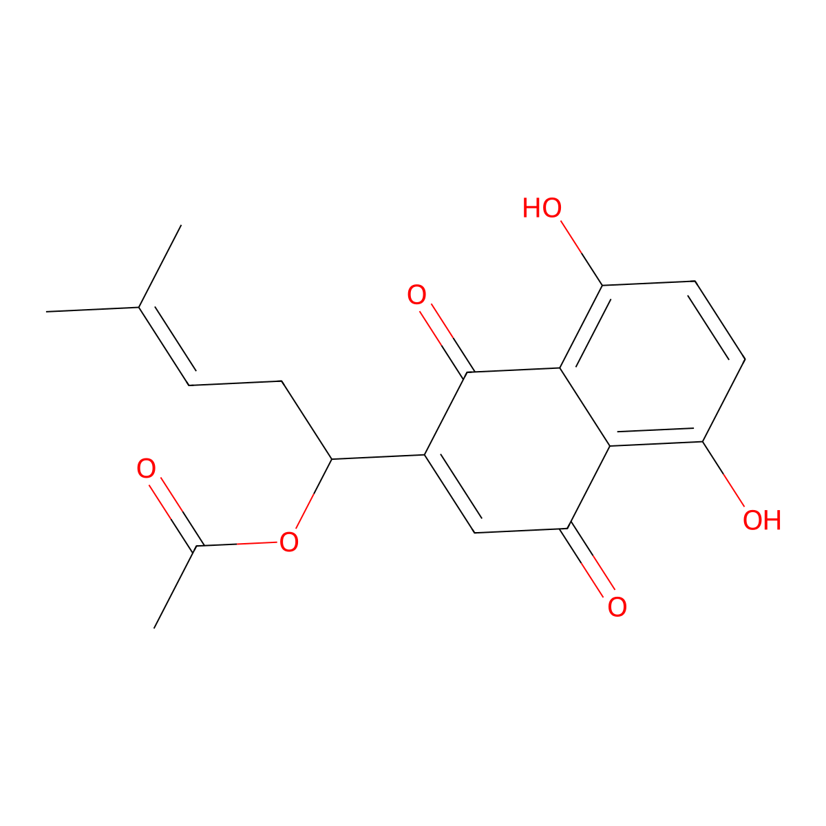 Acetylalkannin molecular structure, CAS 34232-27-4