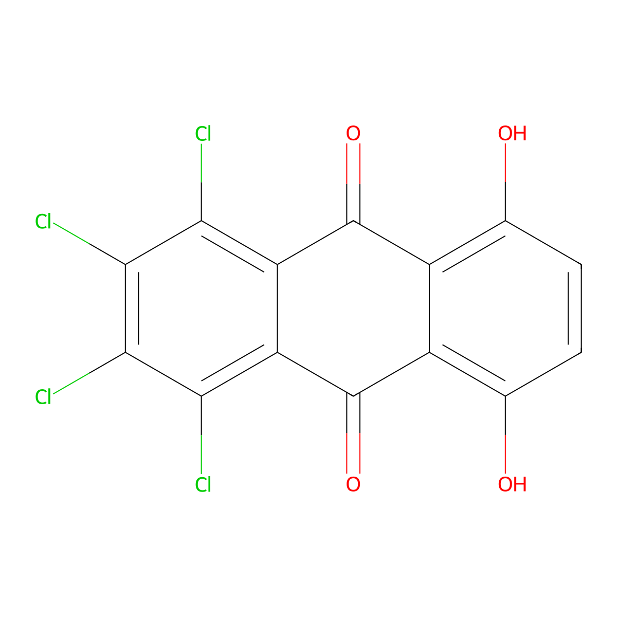 1,2,3,4-Tetrachloro-5,8-dihydroxyanthracene-9,10-dione molecular structure, CAS 34234-10-1