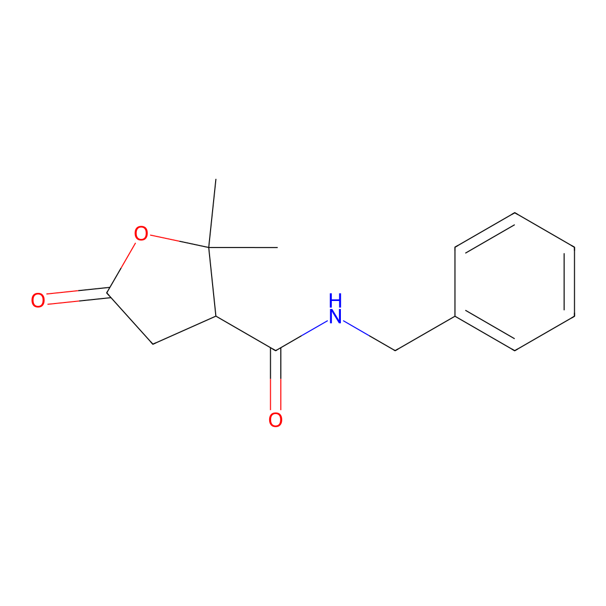 N-benzyl-2,2-dimethyl-5-oxooxolane-3-carboxamide molecular structure, CAS 342377-99-5